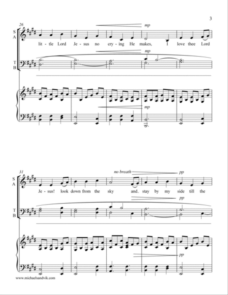 Away In A Manger 4-Part scores gallery preview page 3