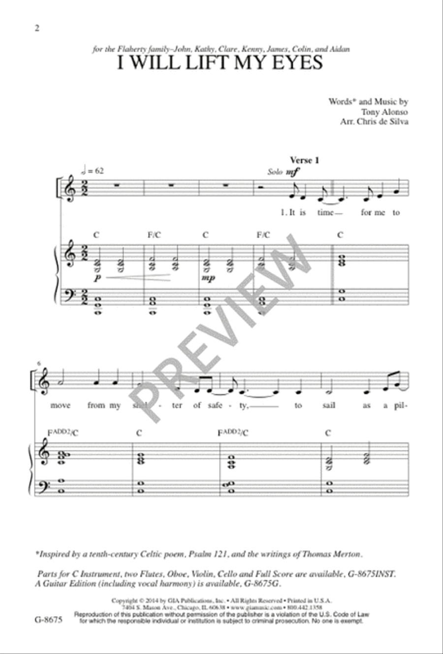 I Will Lift My Eyes 4-Part scores gallery preview page 2