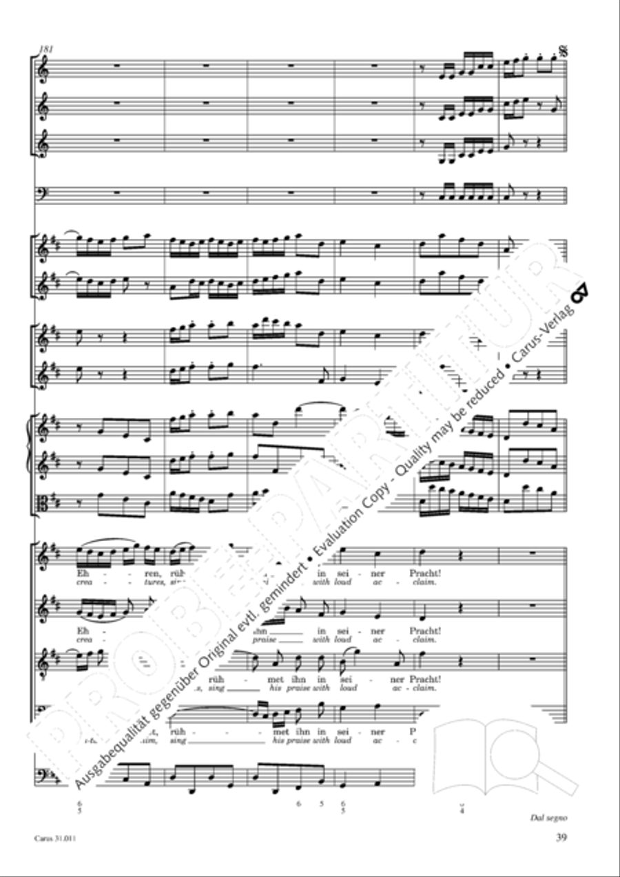 Lobet Gott in seinen Reichen (Himmelfahrtsoratorium) 4-Part scores gallery preview page 40