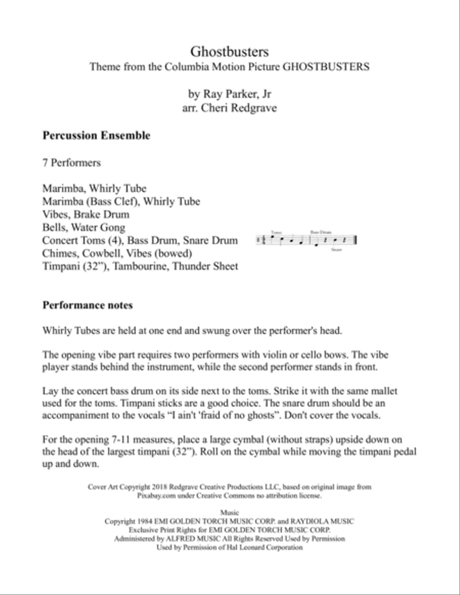 Ghostbusters Percussion Ensemble scores gallery preview page 2
