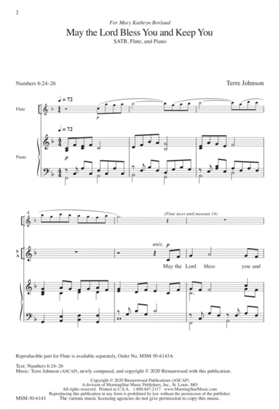 May the Lord Bless You and Keep You 4-Part scores gallery preview page 1