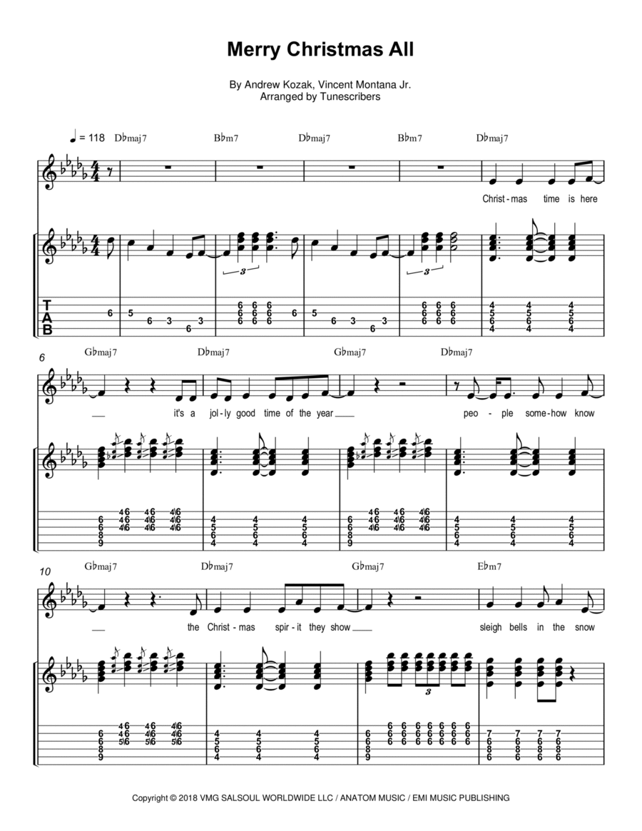 Merry Christmas All Electric Guitar scores gallery preview page 1