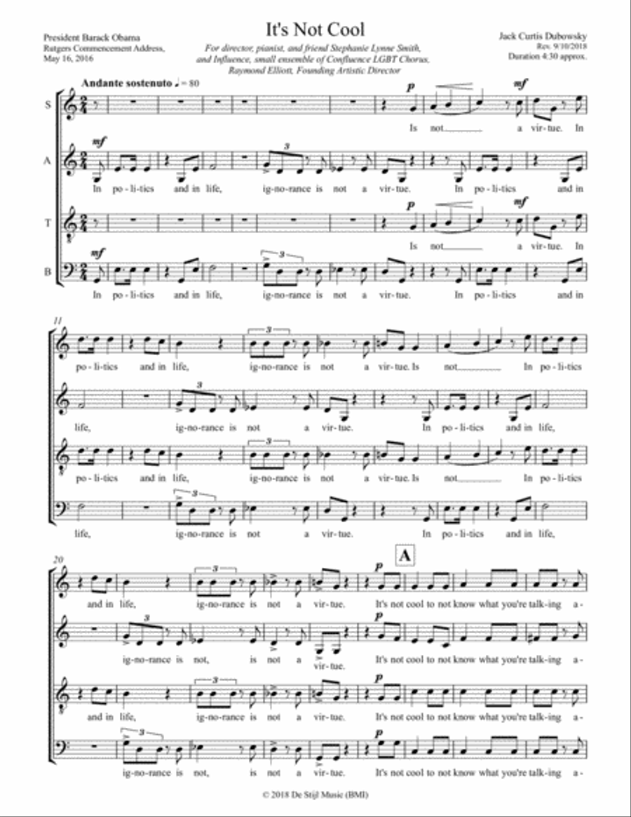 It's Not Cool (SATB) image number null