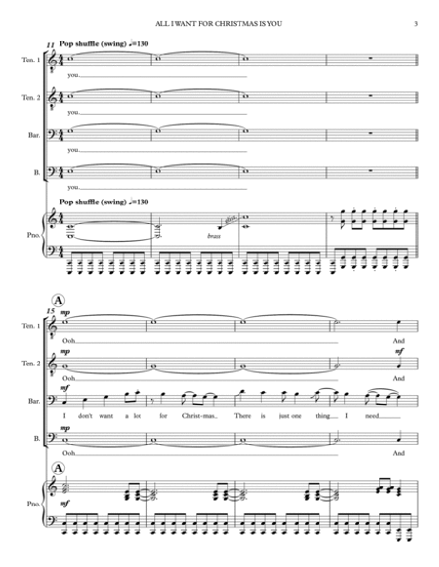 All I Want For Christmas Is You TTBB scores gallery preview page 3