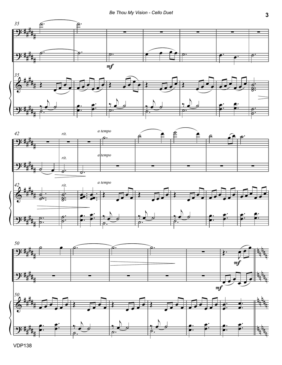 BE THOU MY VISION - CELLO DUET with Piano Accompaniment (Grade 3+) String Duet scores gallery preview page 3