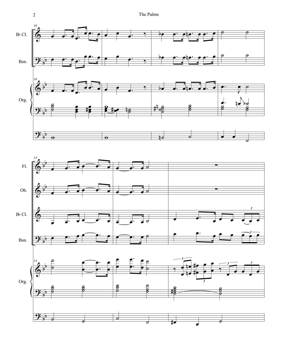 The Palms (Woodwind Quartet and Organ) Woodwind Quartet scores gallery preview page 2