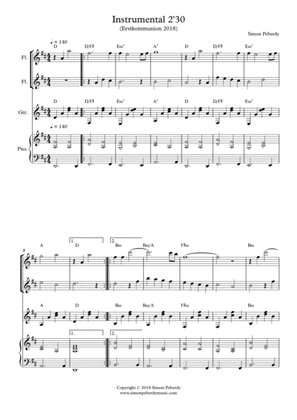 Melodious Instrumental Interlude 2'30 in D for 2 flutes, guitar and/or piano by Simon Peberdy