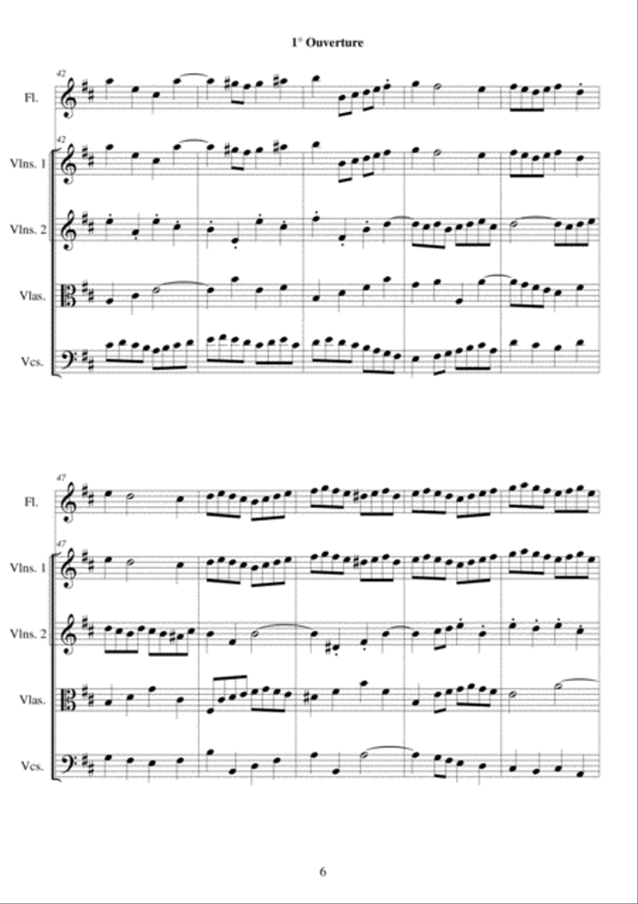 J.S.Bach-Suite no.2 in B minor-BWV1067- Flute and String Quartet Flute scores gallery preview page 6