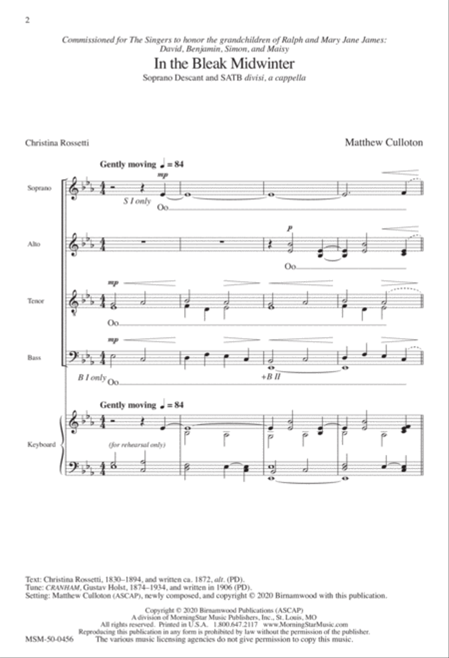 In the Bleak Midwinter In the Bleak Midwinter Divisi scores gallery preview page 1