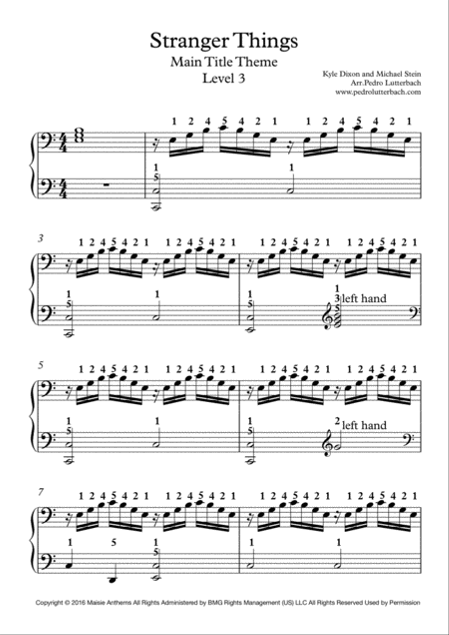 Stranger Things Main Title Theme Piano Solo scores gallery preview page 1