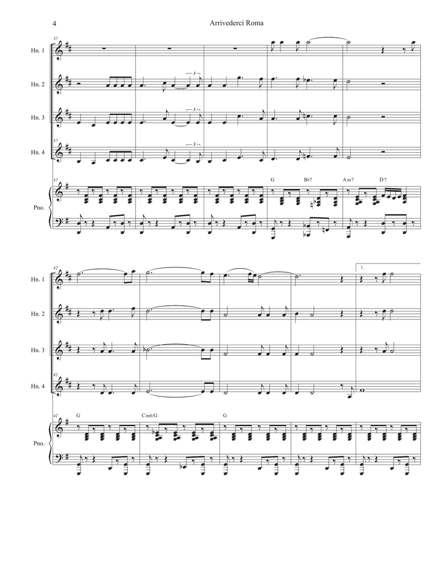 Arrivederci Roma (goodbye To Rome) Brass Quartet scores gallery preview page 4