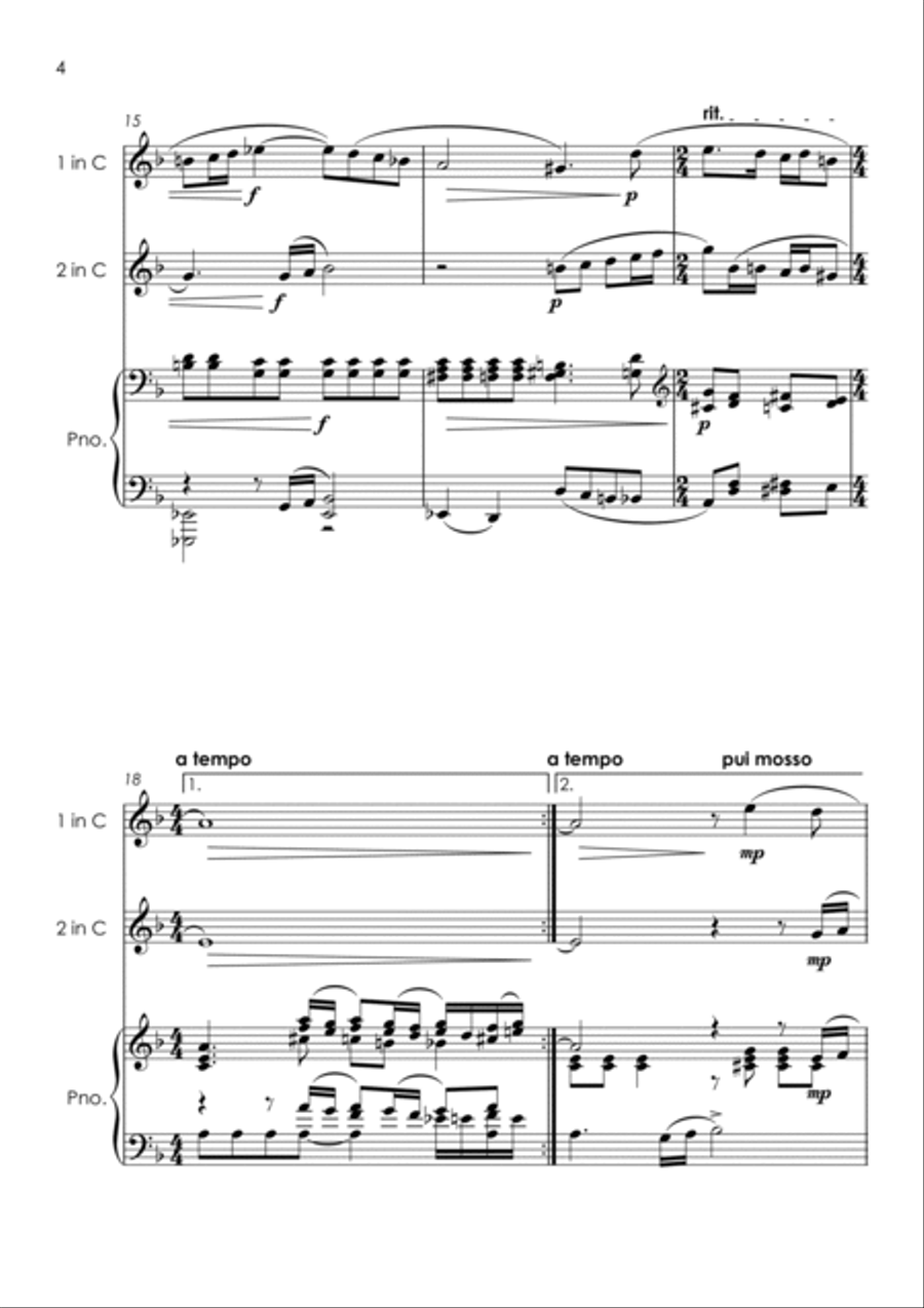 Vocalise (Rachmaninoff) - alto sax duet and piano with FREE BACKING TRACK Saxophone Duet scores gallery preview page 5