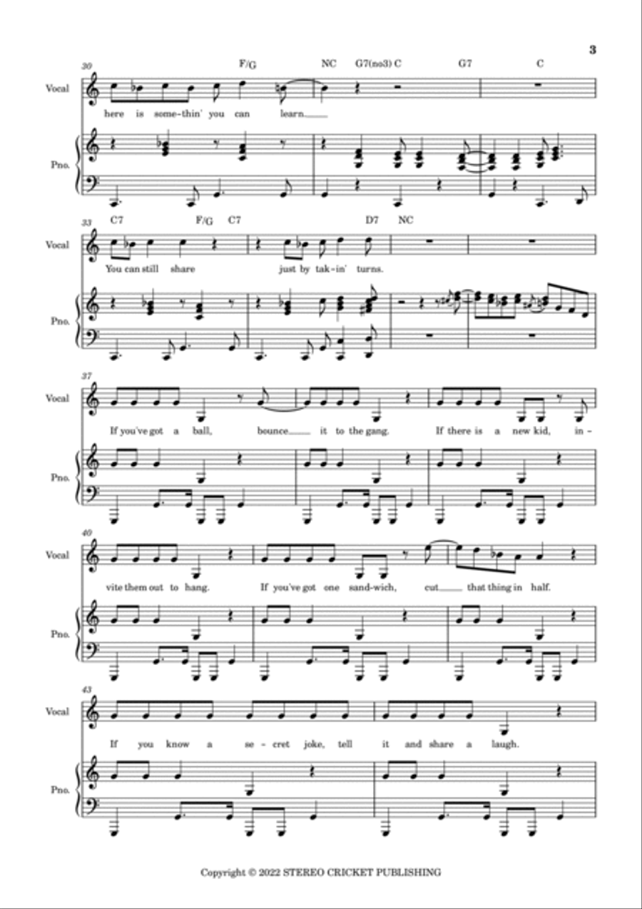 The Sharing Song Piano, Vocal, Guitar scores gallery preview page 3