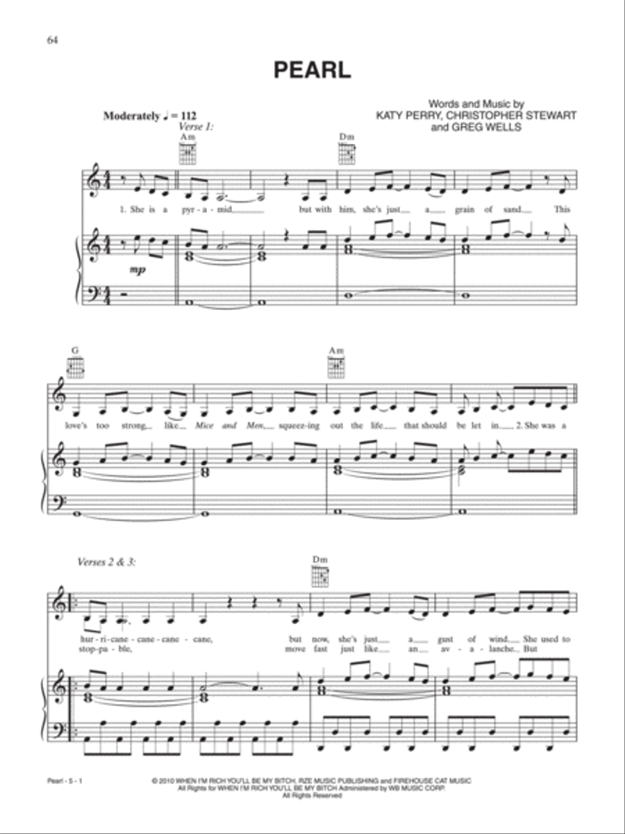 Pearl Pearl Piano, Vocal, Guitar scores gallery preview page 1