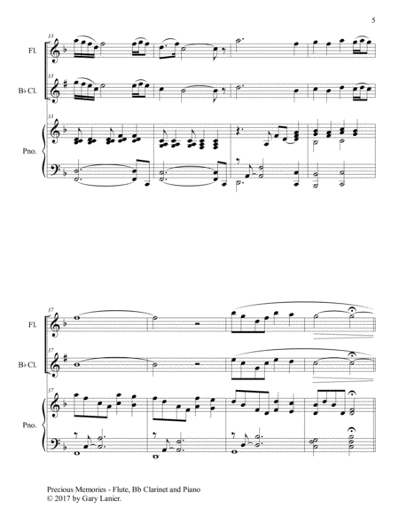 Precious Memories (Trio - Flute, Bb Clarinet & Piano with Score/Part) image number null