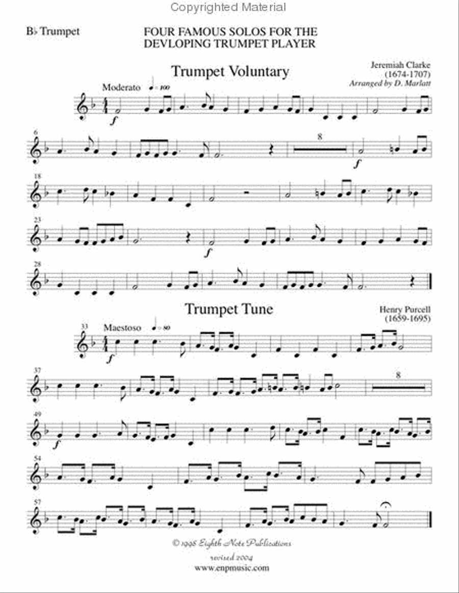 Four Famous Solos for the Developing Trumpet Player Trumpet Solo scores gallery preview page 2