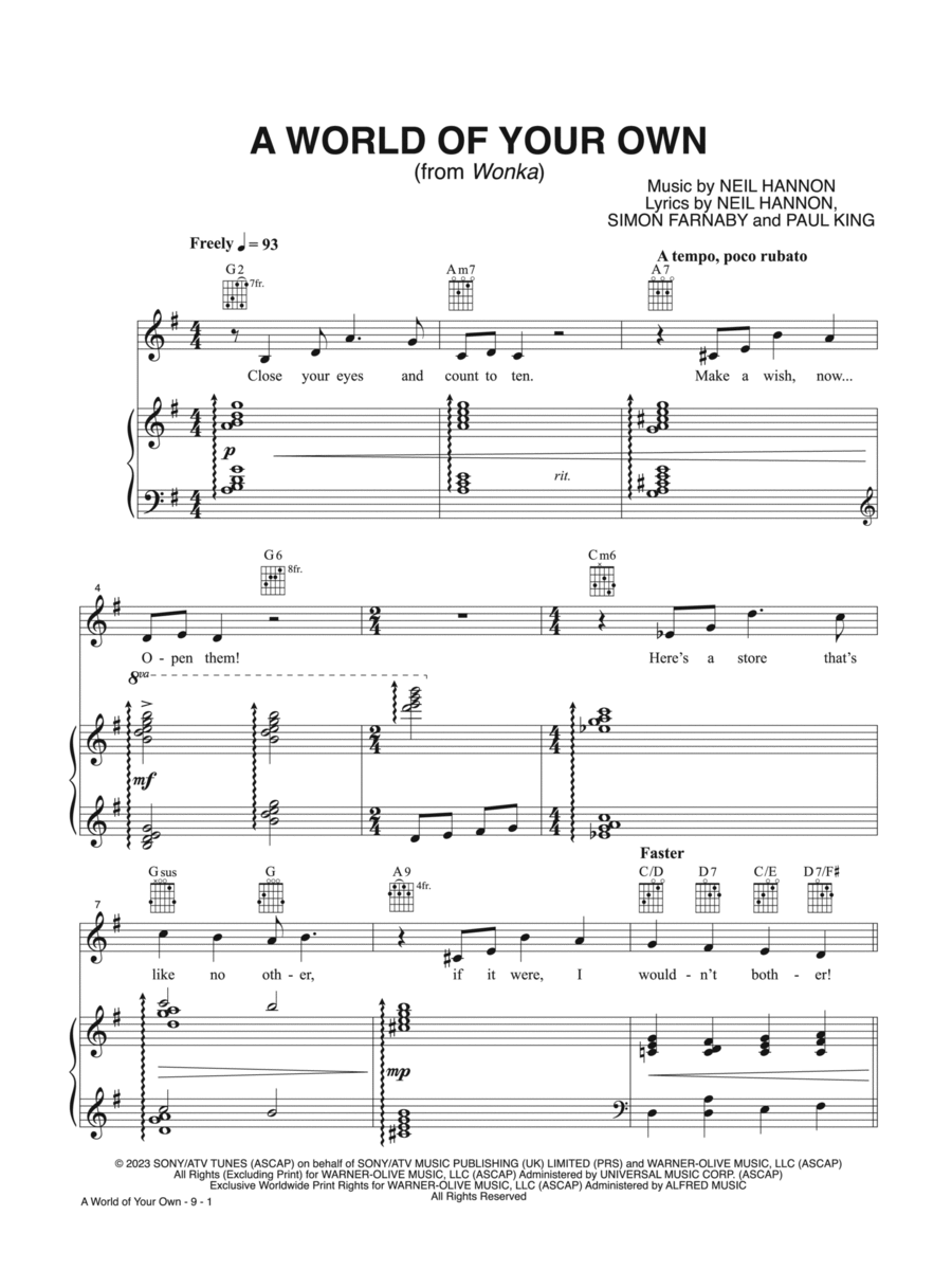 A World of Your Own (from Wonka) Piano, Vocal, Guitar scores gallery preview page 1