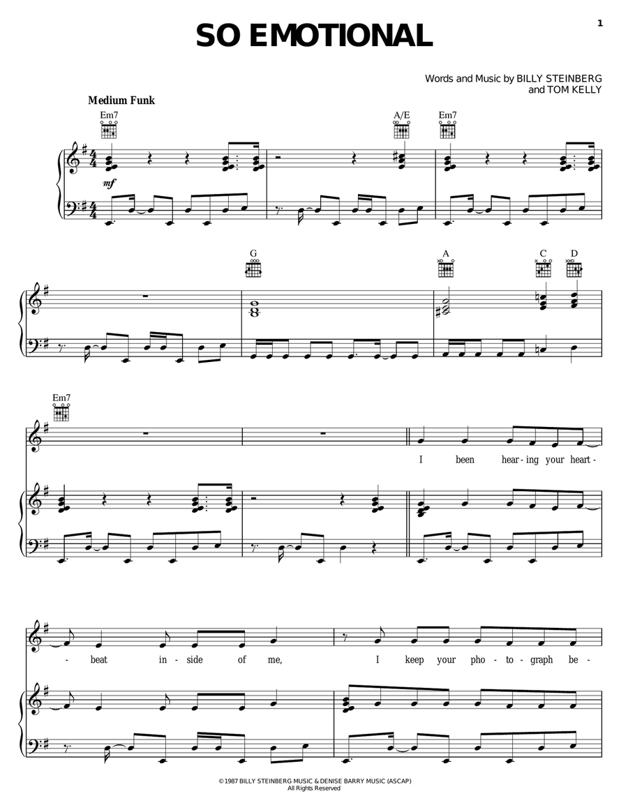 So Emotional Piano, Vocal, Guitar scores gallery preview page 1