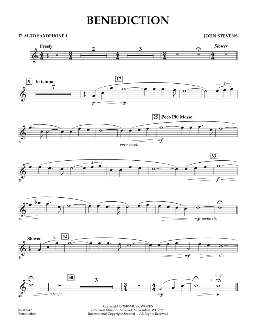 Benediction - Eb Alto Saxophone 1 Concert Band scores gallery preview page 1