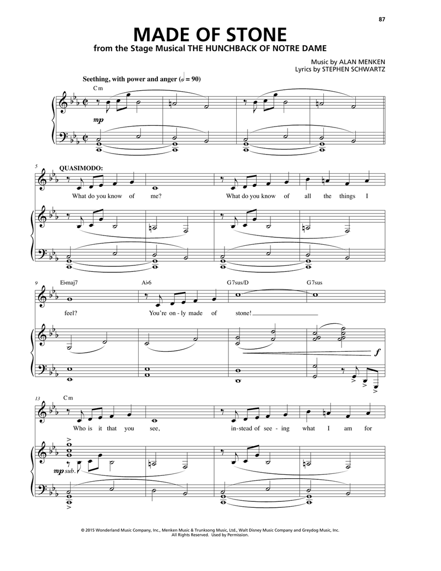 Made Of Stone (from The Hunchback Of Notre Dame: A New Musical) Voice Solo scores gallery preview page 1
