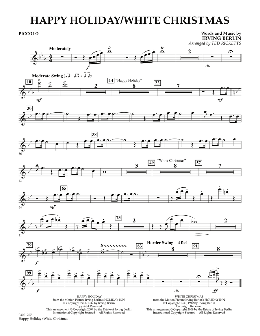 Happy Holiday/White Christmas - Piccolo Concert Band scores gallery preview page 1
