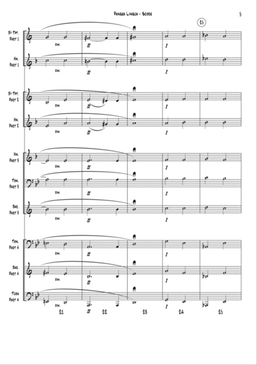 Pangea Lingua for Brass Ensemble Brass Ensemble scores gallery preview page 6