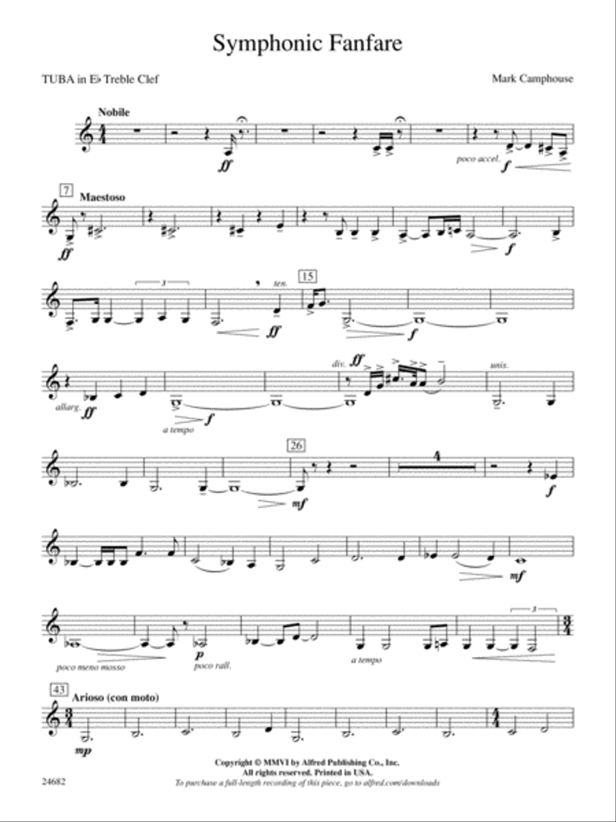Symphonic Fanfare: (World Part) E-flat Tuba T.C. Concert Band scores gallery preview page 1