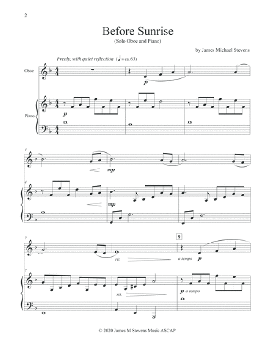 Before Sunrise - Oboe & Piano Piano scores gallery preview page 2