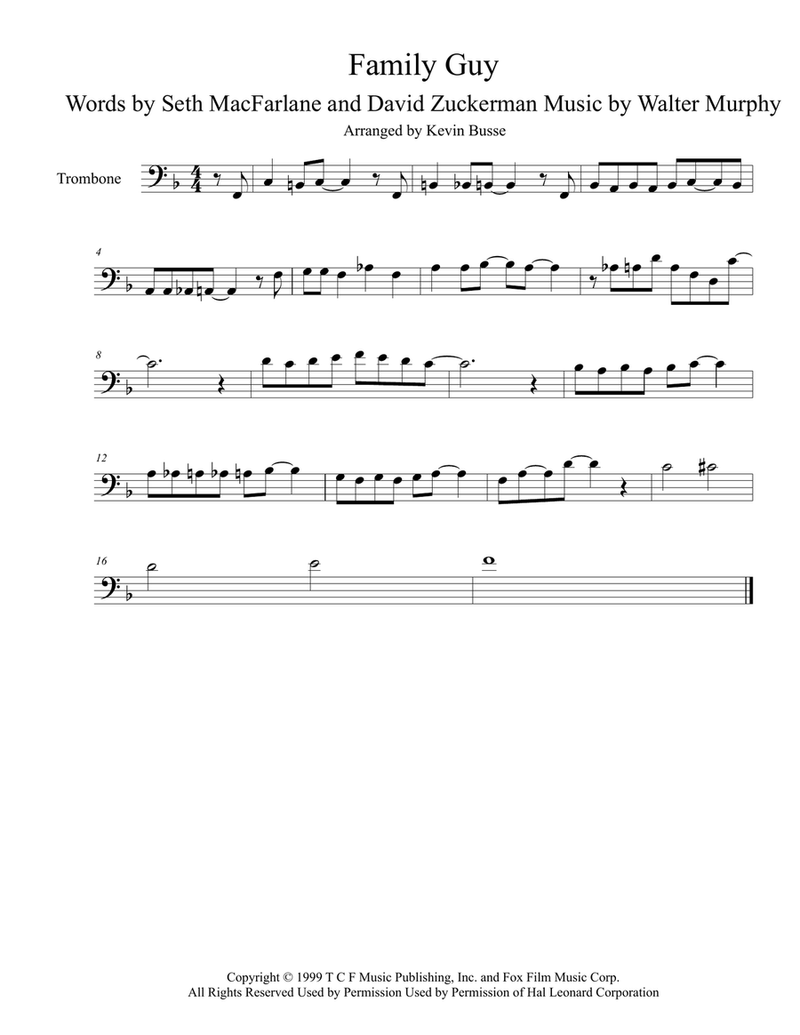 Theme From Family Guy Theme From Family Guy Trombone Solo scores gallery preview page 1