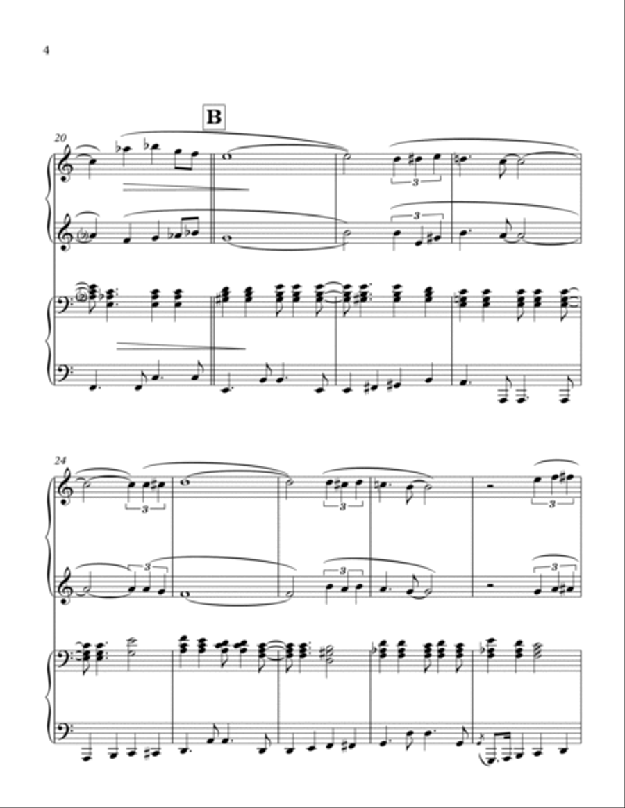 Summer Afternoon, Bossa Nova Piano Duet for 1 piano 4 hands. Piano Method scores gallery preview page 4