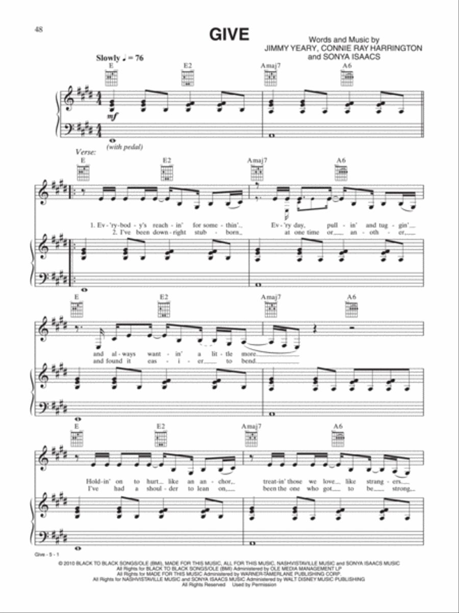 Give Piano, Vocal, Guitar scores gallery preview page 1