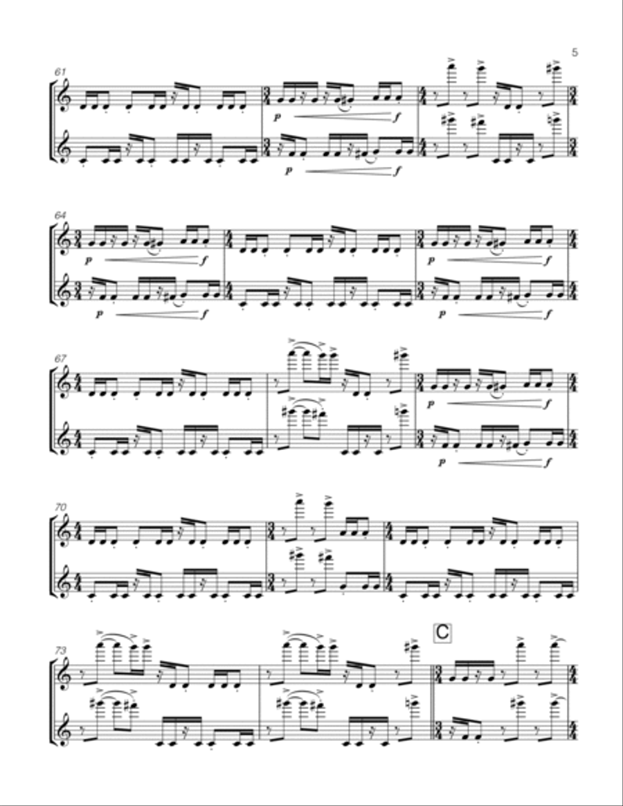 KNEE GAS (ON) for two baritone saxes Woodwind Duet scores gallery preview page 5