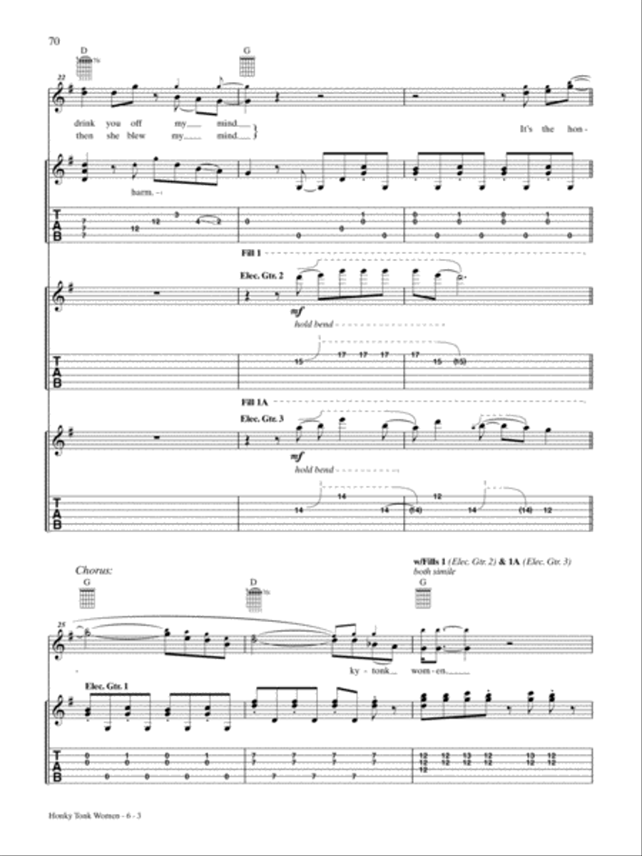Honky Tonk Women Guitar Tablature scores gallery preview page 3