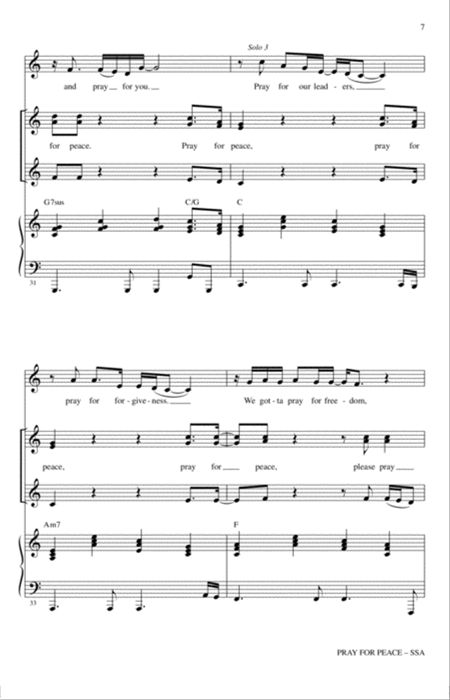 Pray For Peace SSA scores gallery preview page 6