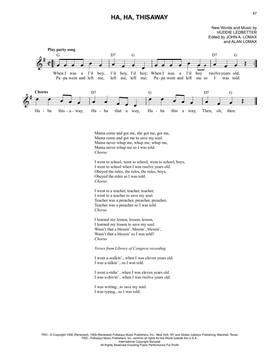 Ha, Thisaway Piano scores gallery preview page 1