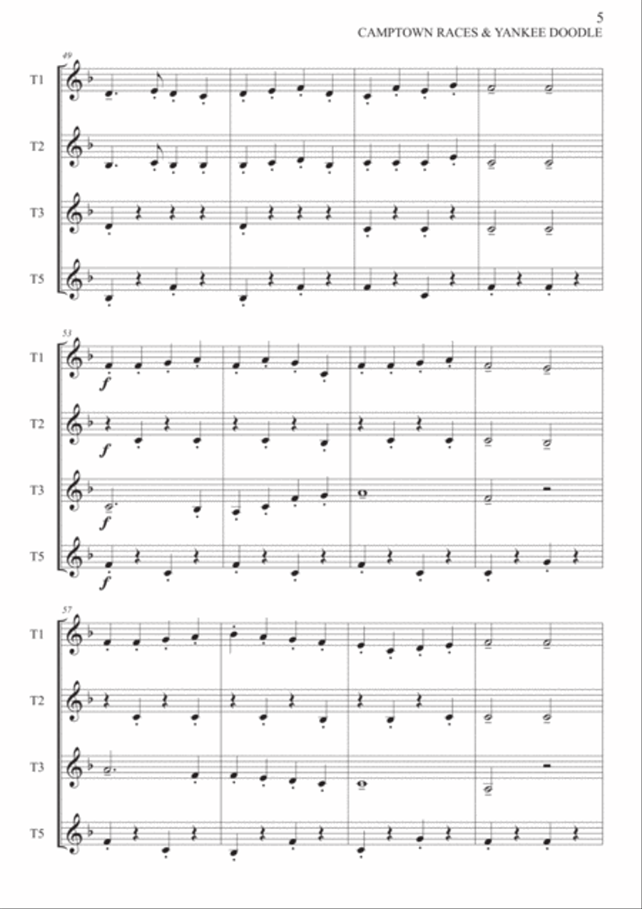 Camptown Races & Yankee Doodle Dandy medley - Trumpet quartet Brass Quartet scores gallery preview page 6