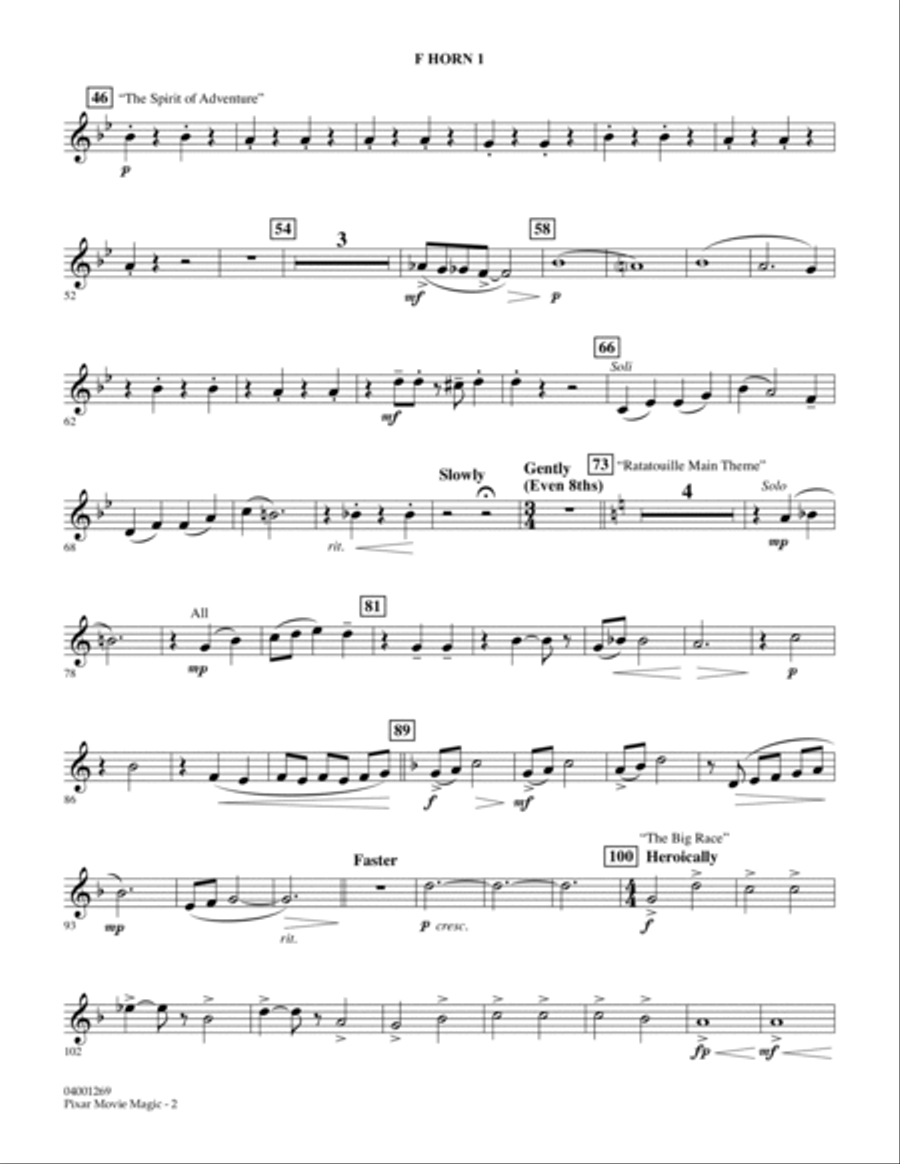 Pixar Movie Magic - F Horn 1 Concert Band scores gallery preview page 2