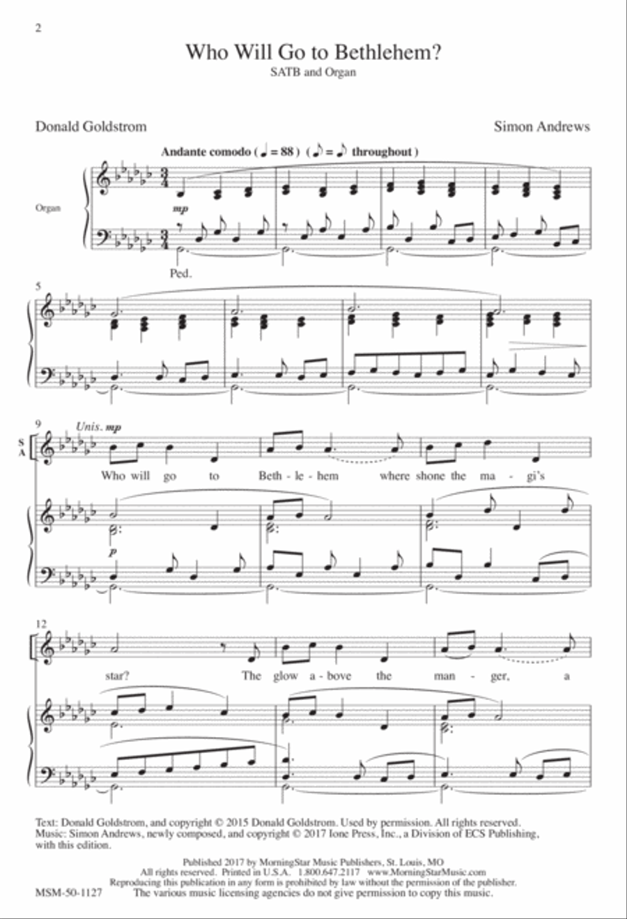 Who Will Go to Bethlehem? 4-Part scores gallery preview page 2