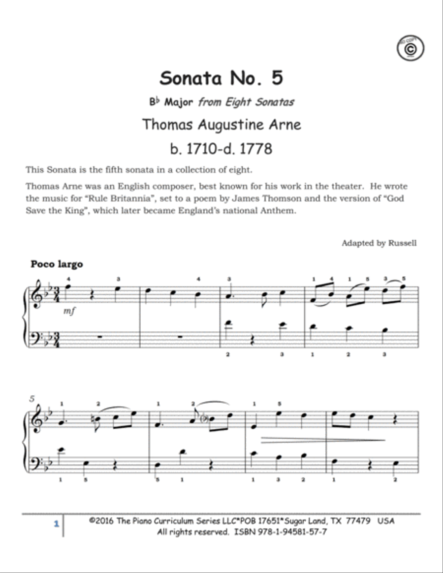 Sonata No. 5 in Bb Major Piano Solo scores gallery preview page 2