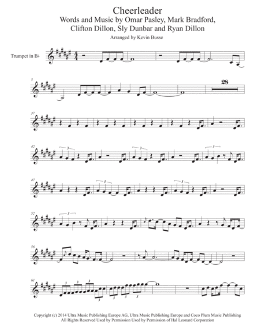 Cheerleader Trumpet Solo scores gallery preview page 1