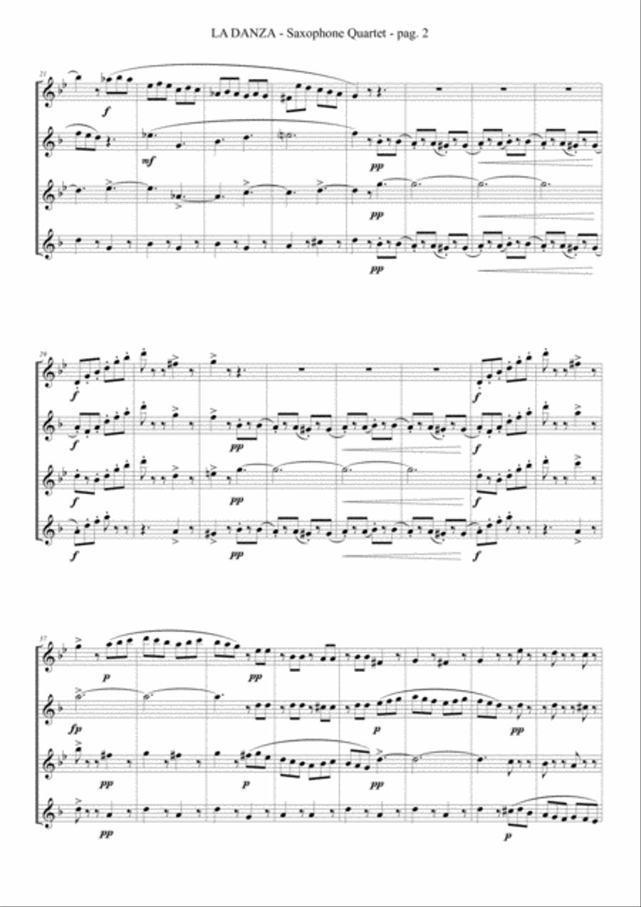 LA DANZA - by Rossini - for Saxophone Quartet Saxophone Quartet scores gallery preview page 3