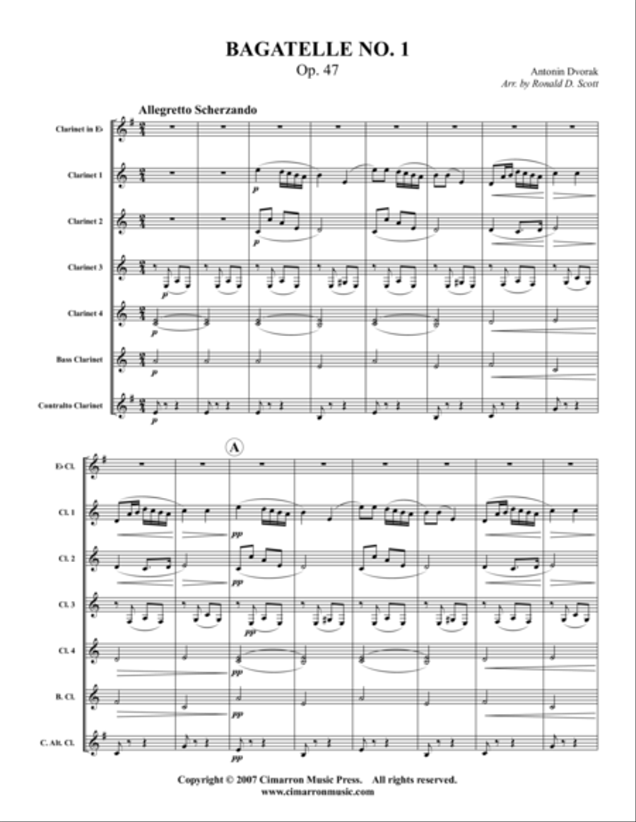 Bagatelle No. 1 Clarinet Choir scores gallery preview page 1