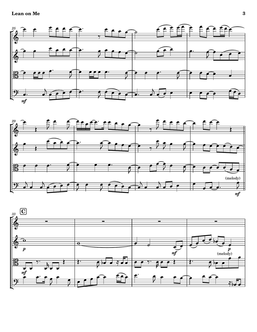 Lean On Me String Quartet scores gallery preview page 3