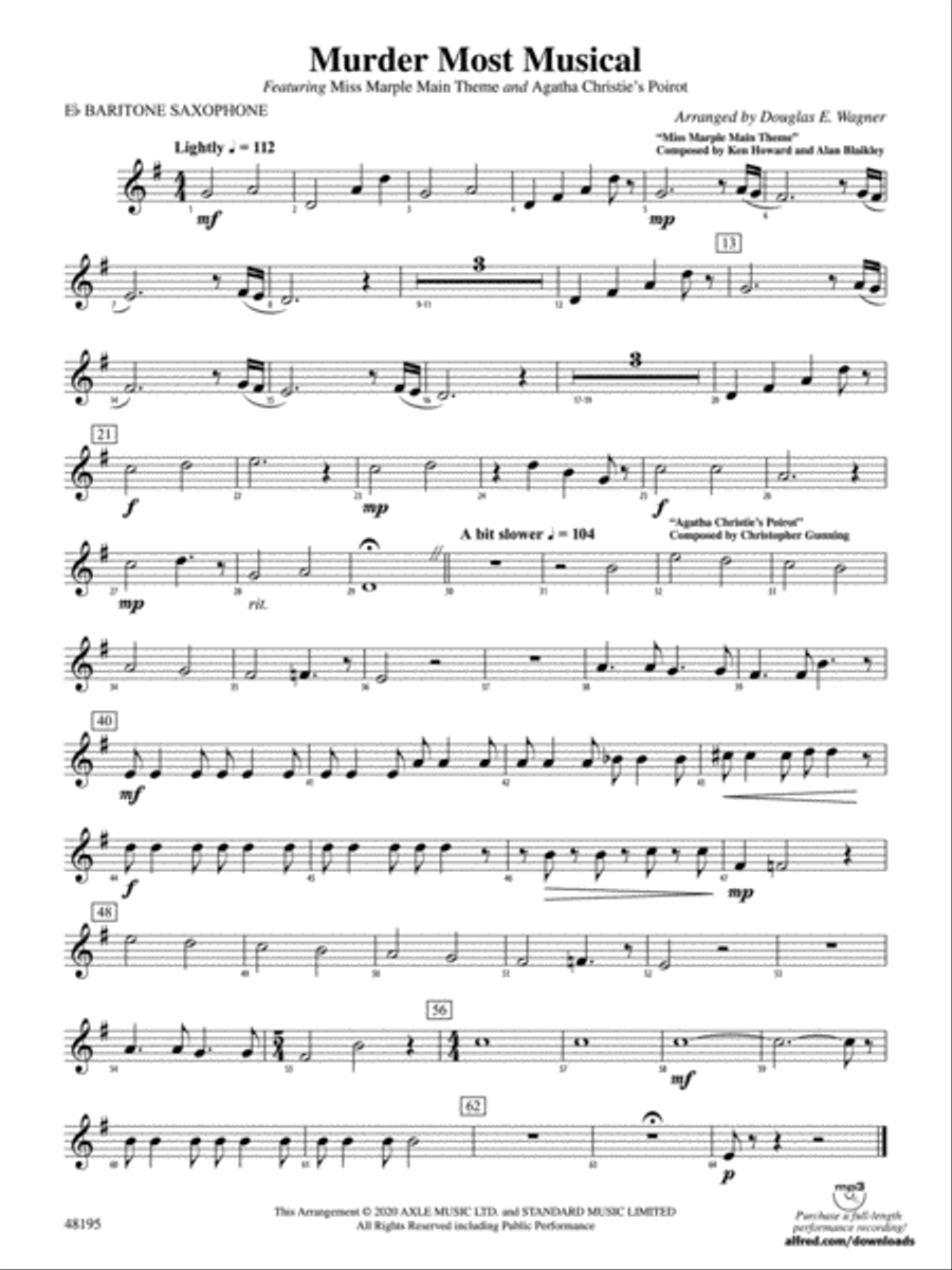 Murder Most Musical: E-flat Baritone Saxophone Concert Band scores gallery preview page 1