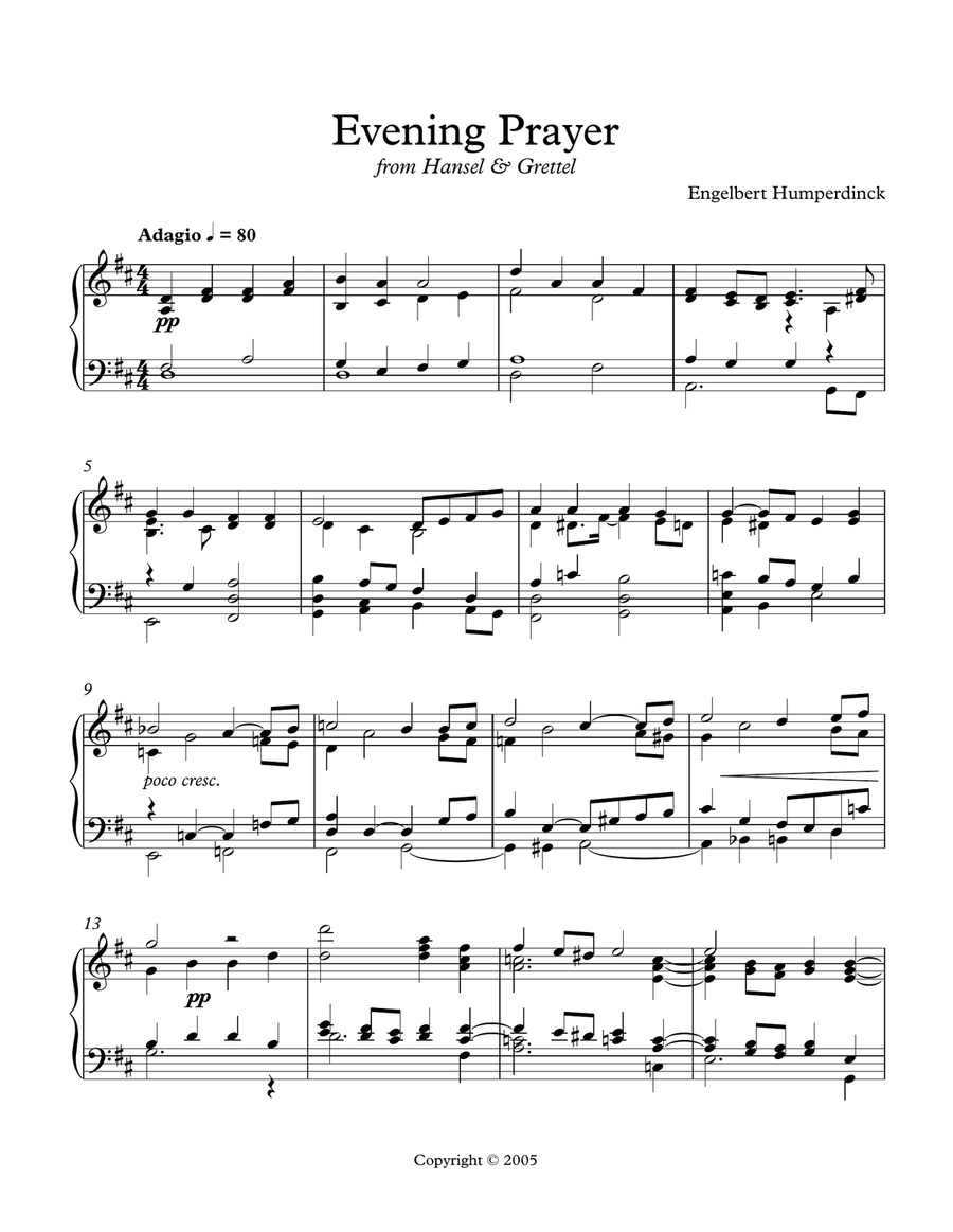 Evening Prayer from Hansel & Gretel Piano Method scores gallery preview page 1