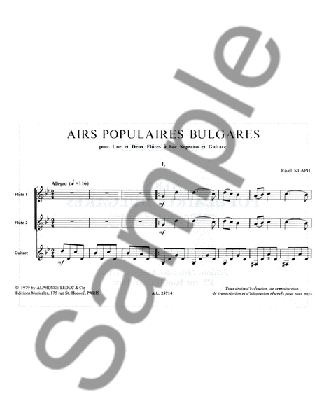 Airs Populaires Bulgares (recorder & Guitar)