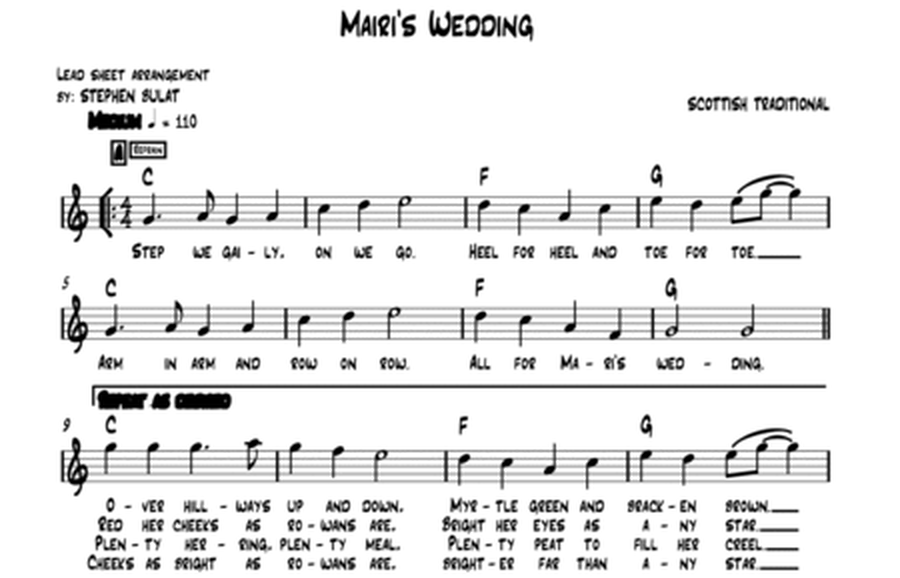 Mairi's Wedding (Scottish Traditional) - Lead sheet (key of C)