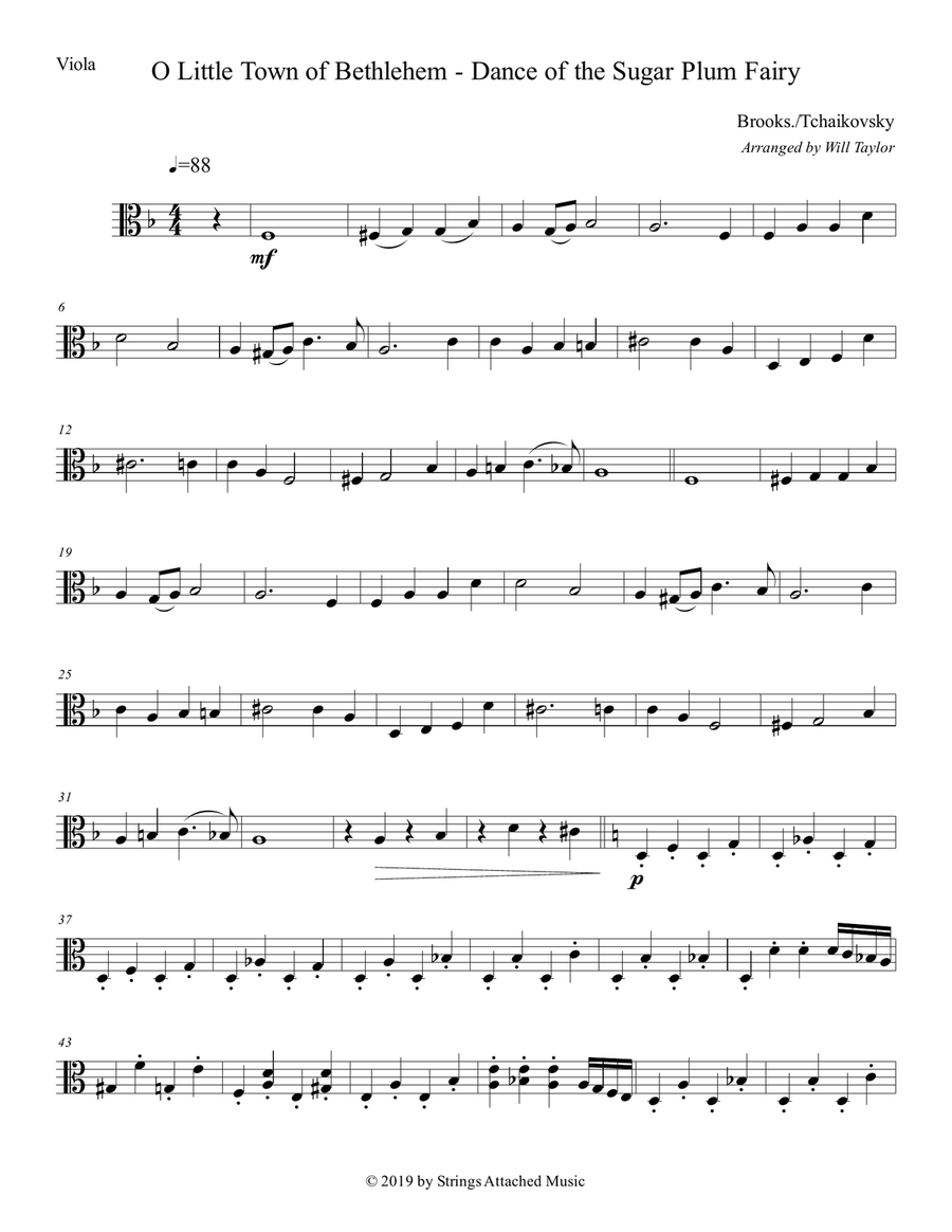 O Little Town of Bethlehem - Dance of the Sugar Plum Fairy String Quartet scores gallery preview page 2