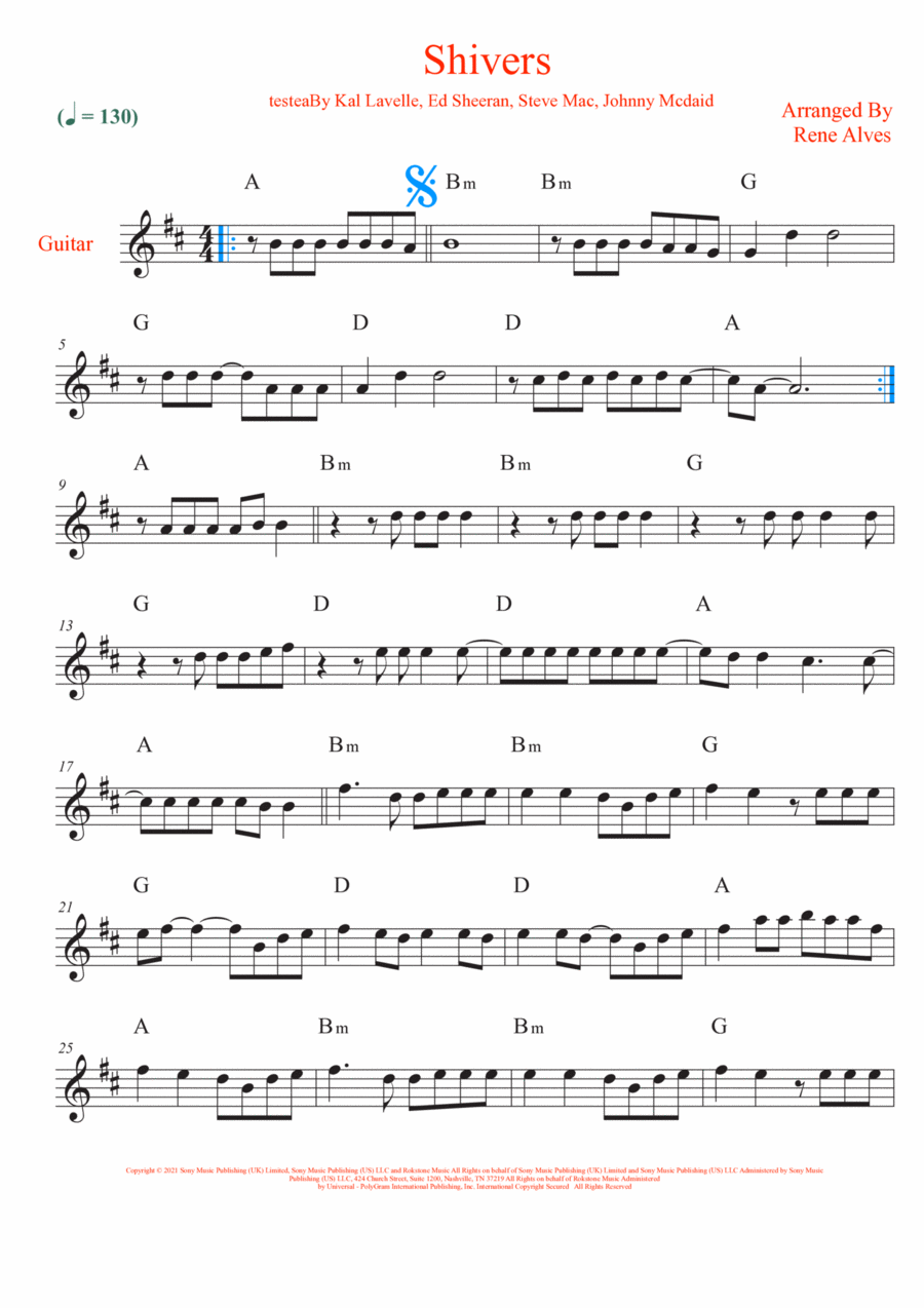 Shivers Electric Guitar scores gallery preview page 1