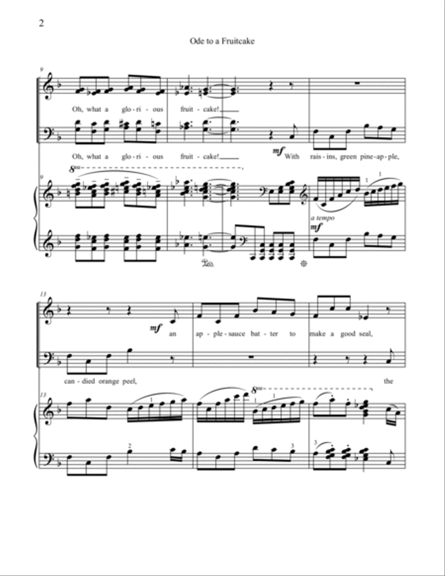 Ode to a Fruitcake : SATB Choir and Piano 4-Part scores gallery preview page 2
